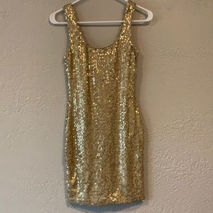 Gold sequined dress